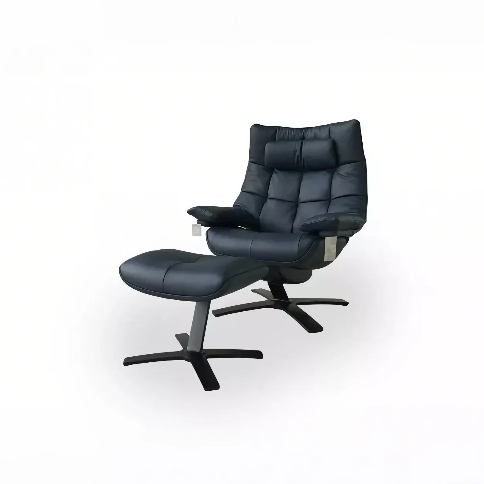 Стеганое кожаное кресло Re-Vive King синего цвета