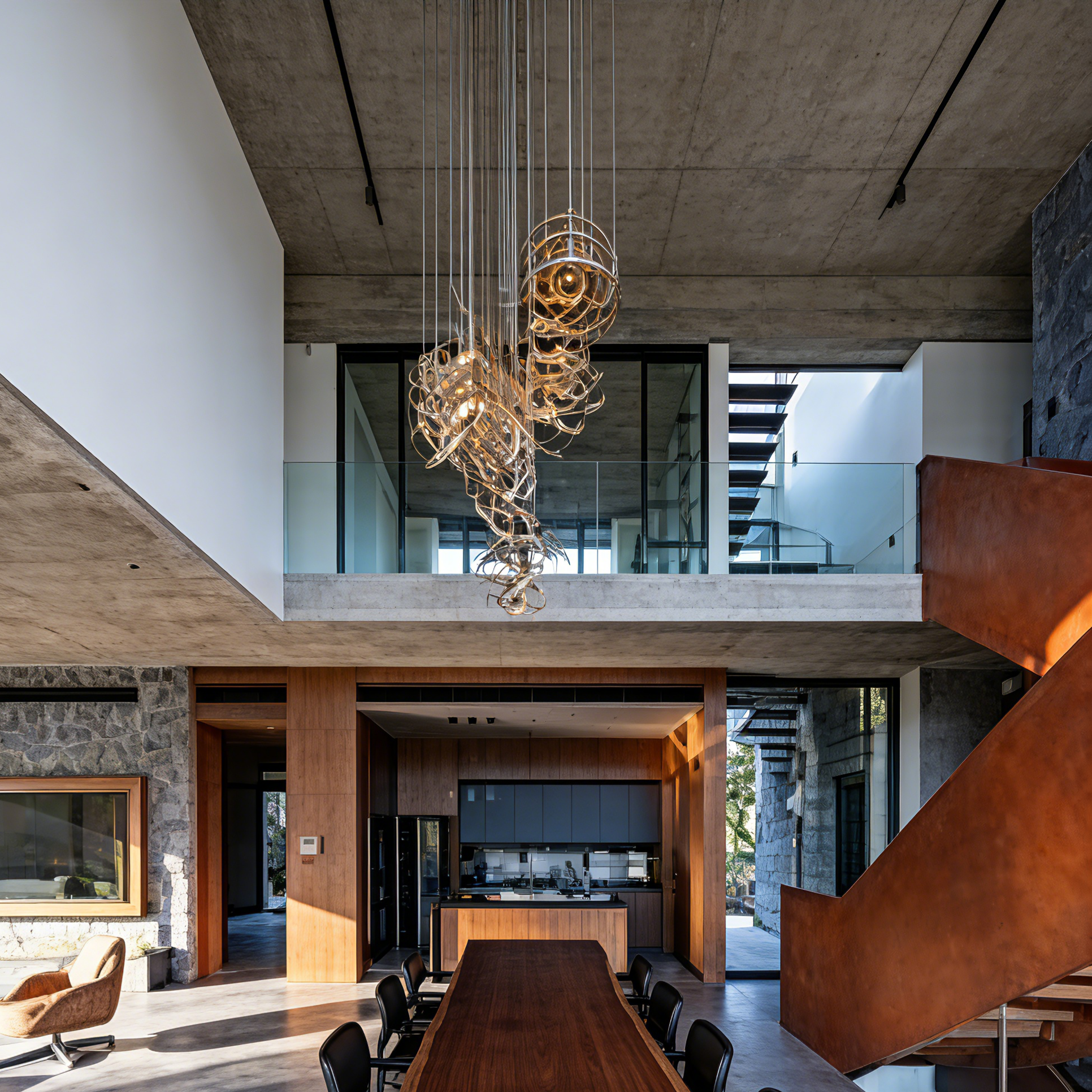 Обзор проекта | Брутальность и Эко-роскошь: Комплексная меблировка виллы в стиле современного минимализма