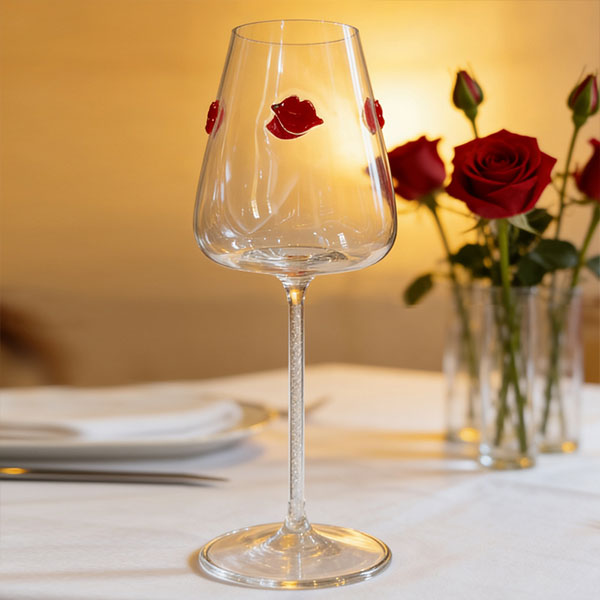 Бокал на ножке с изображением красных губ