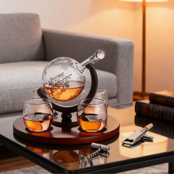 Коллекционный набор «Инструмент мира»: бутылка-глобус и бокалы