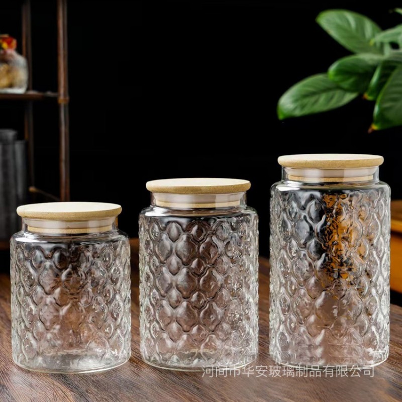 Контейнер для хранения из высокопрочного боросиликатного стекла с ромбовидным узором