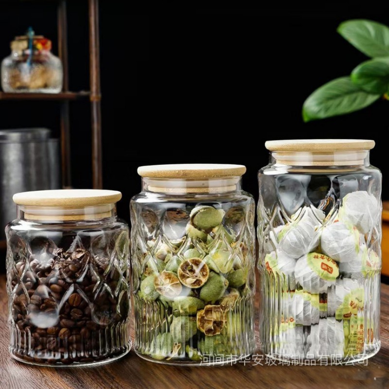 Контейнер для хранения из высокопрочного боросиликатного стекла с ромбовидным узором