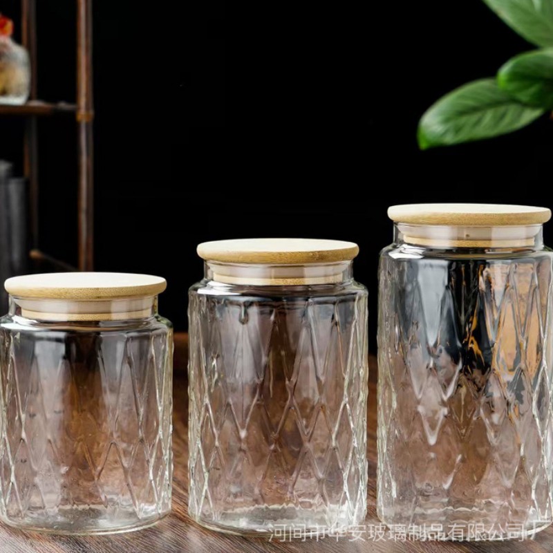 Контейнер для хранения из высокопрочного боросиликатного стекла с ромбовидным узором