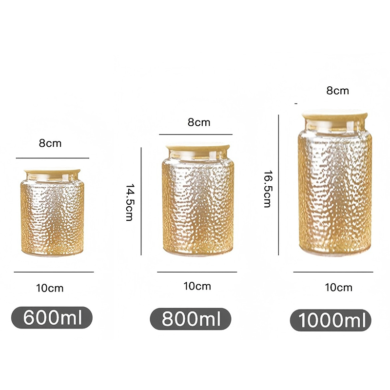 Контейнер для хранения из высокопрочного боросиликатного стекла янтарного цвета с вертикальными полосами