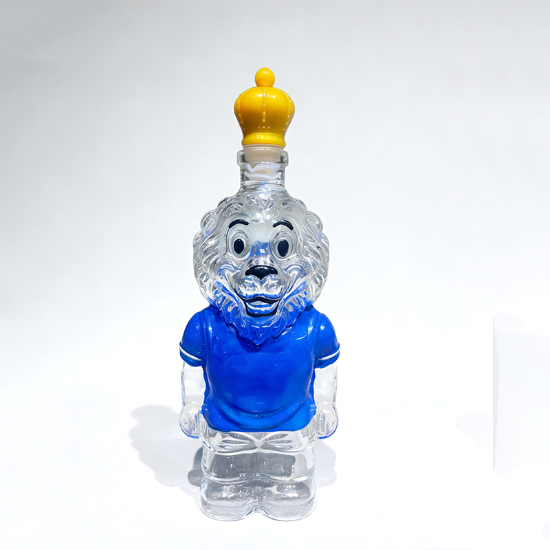 Креативная стеклянная бутылка для вина в форме льва