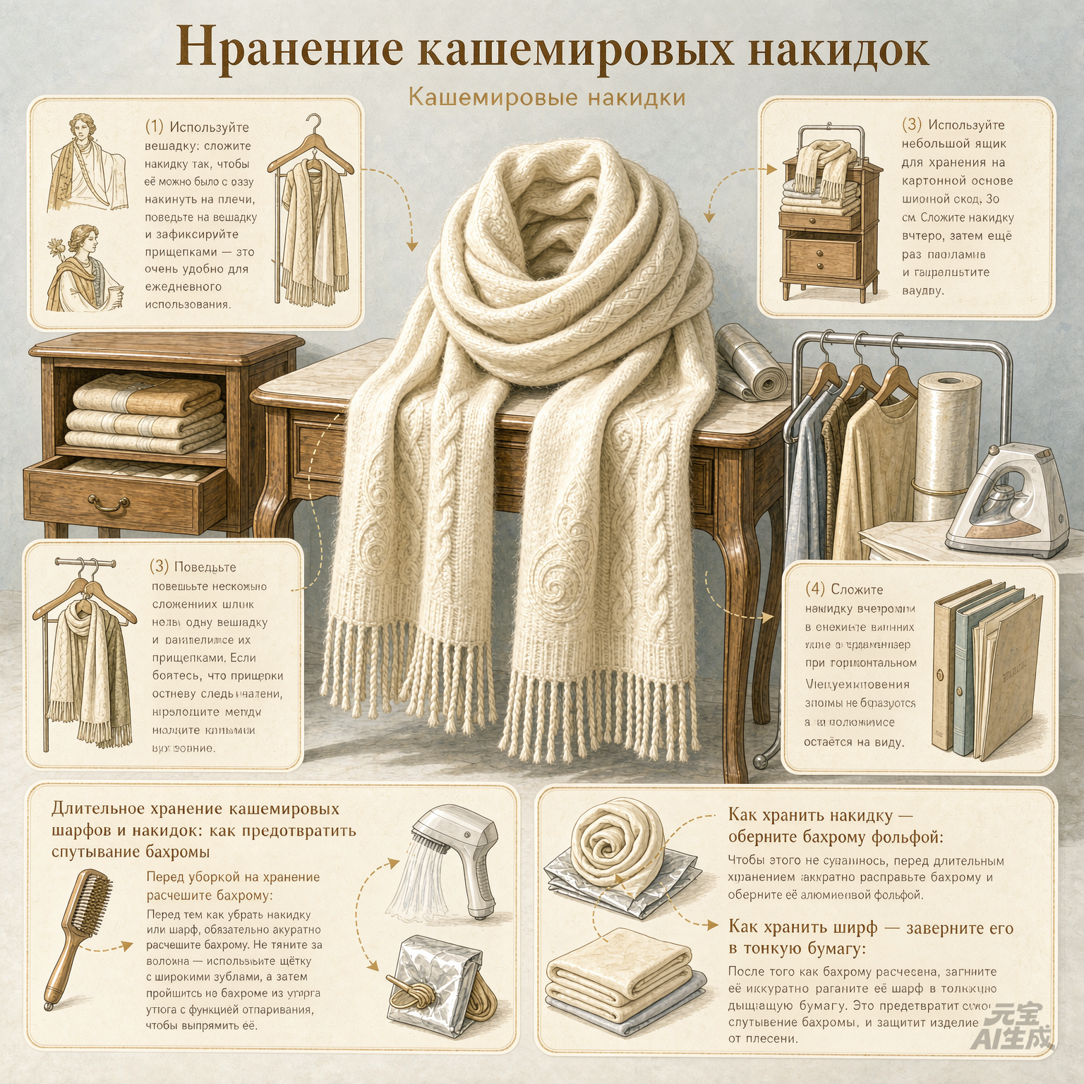 Хранение кашемировых накидок