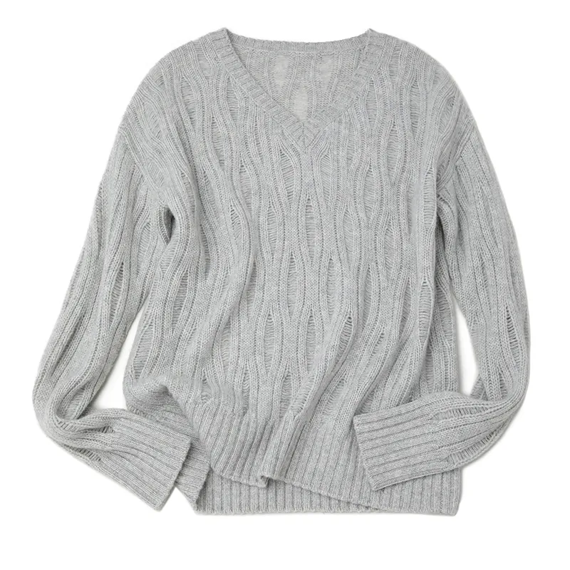 Кашемировый свитер с ажурным узором BWS4055