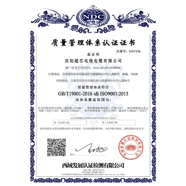 Чаосинь Кабель успешно прошла сертификацию системы менеджмента