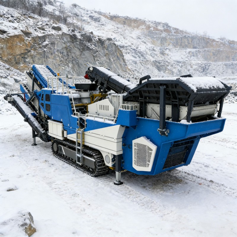 Гусеничная мобильная щековая дробилка и конусный грохот в сборе