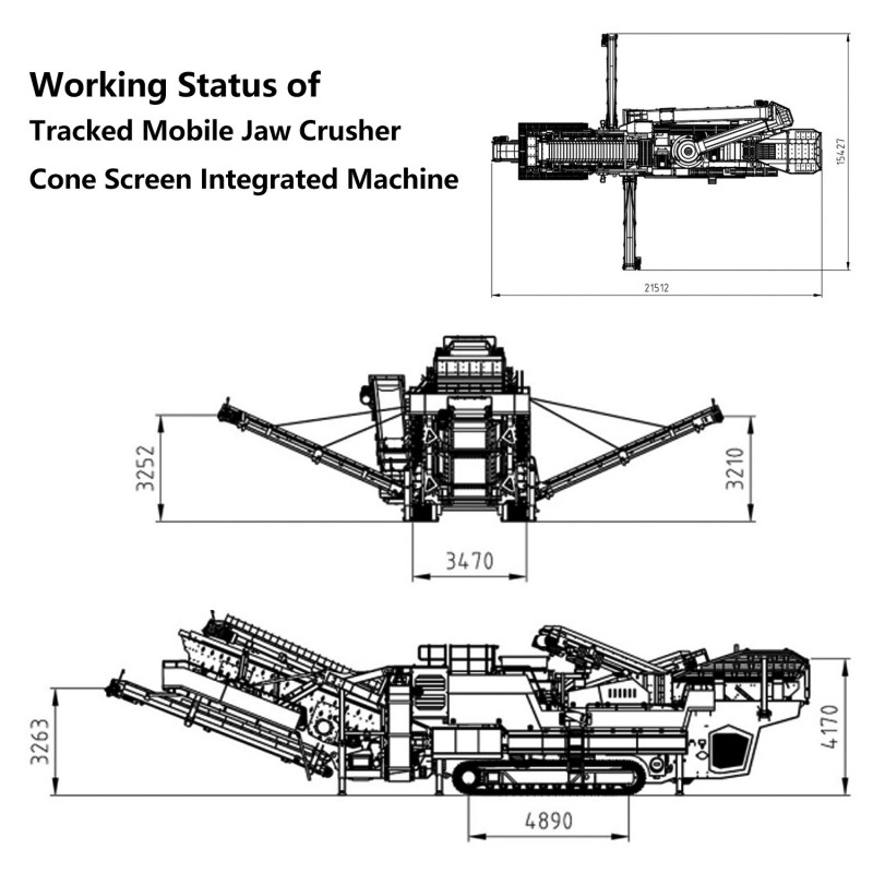 Гусеничная мобильная щековая дробилка и конусный грохот в сборе