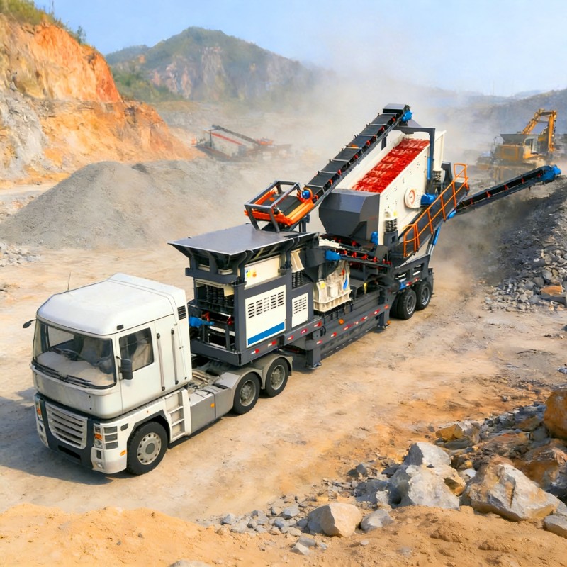 Передвижная дробильная установка на колесах: эффективное и гибкое решение для дробления.