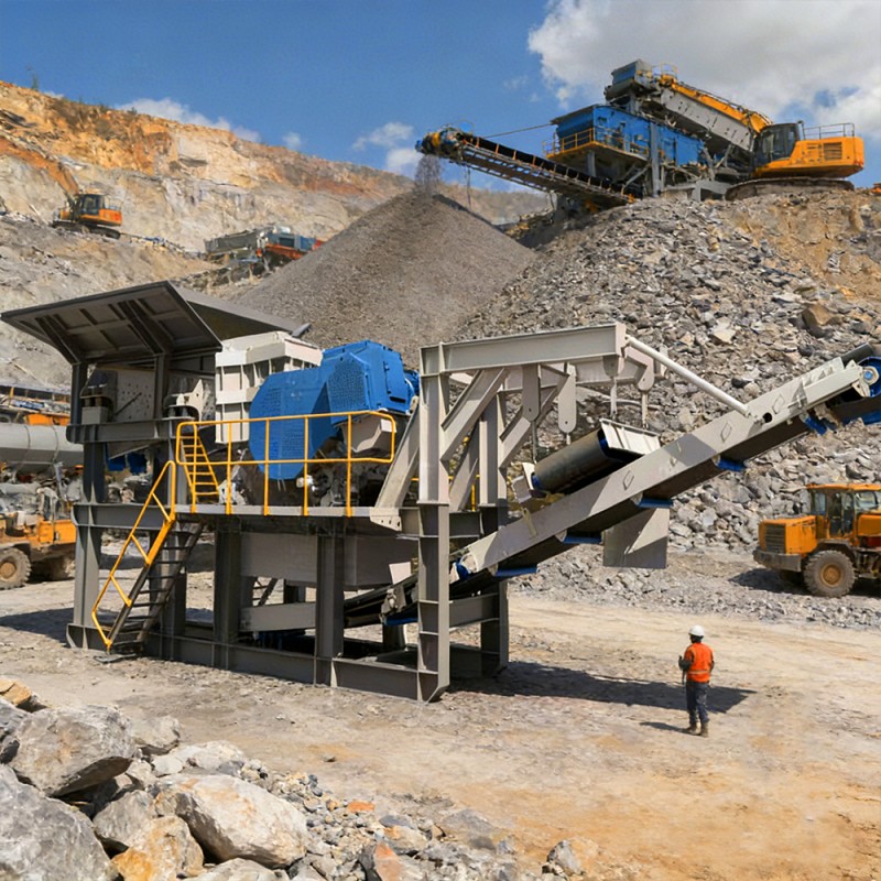 Производственная линия модульных щековых дробилок салазочного типа со стальной конструкцией