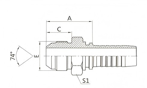 16711 – Американская резьба JIC, наружный конус 74° JIC наружная резьба конус 74° ISO 8434-2-SAE J514 (1)