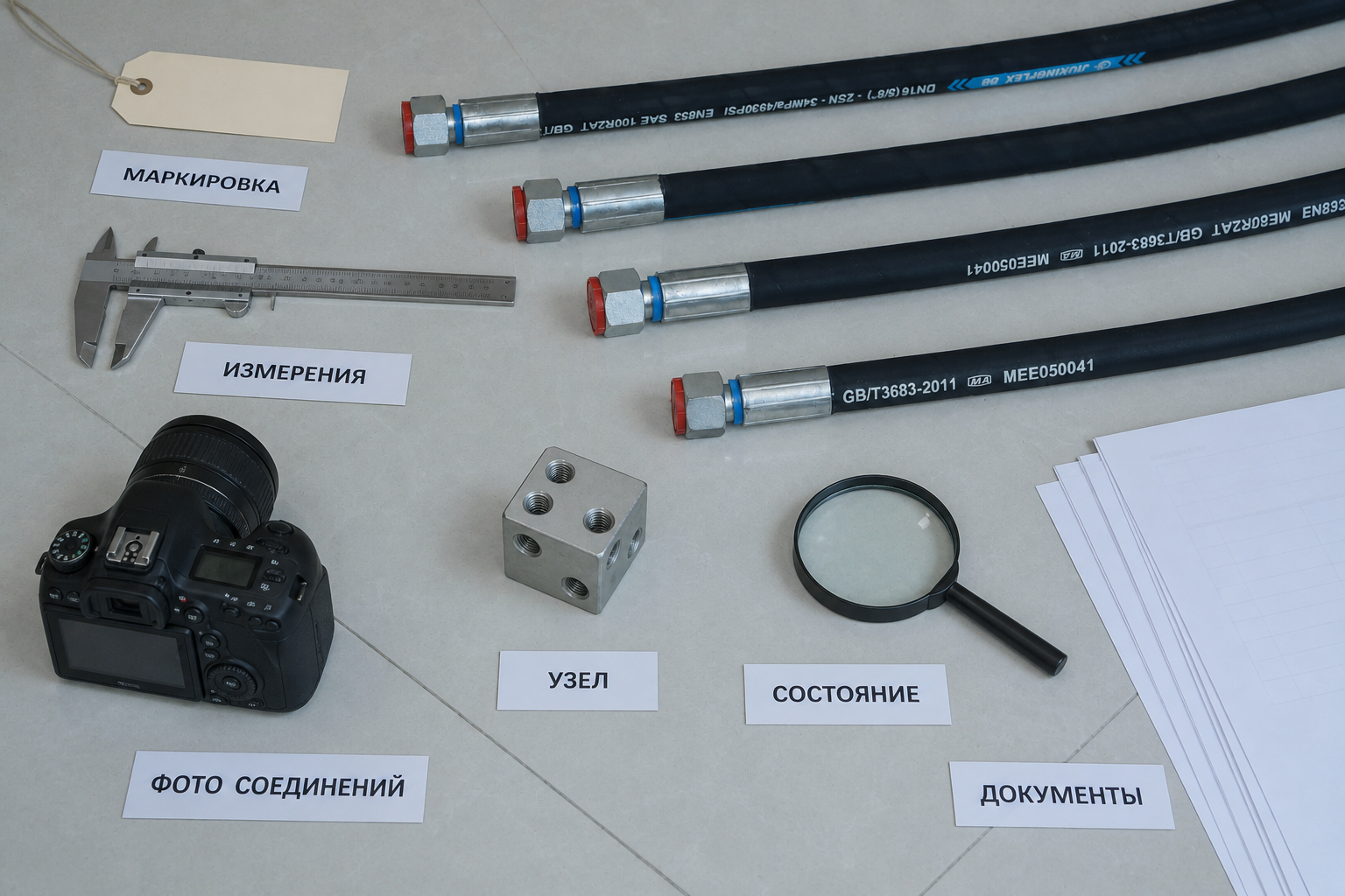 Поля заявки для проверки гидравлического рукава