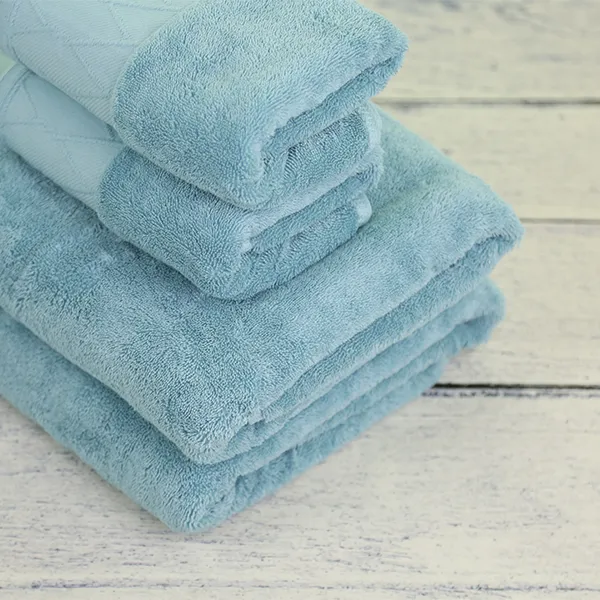 Окрашенное махровое полотенце из сатина премиум класса синий