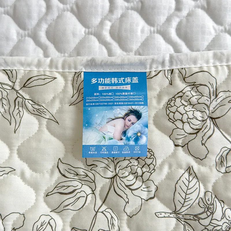 Простыня из 100% хлопка / Стеганая простыня из чистого хлопка / Простыня «Татами» с европейской кружевной отделкой – реактивное окрашивание для стойкости цвета – комфортное домашнее постельное белье