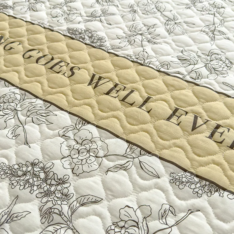 Простыня из 100% хлопка / Стеганая простыня из чистого хлопка / Простыня «Татами» с европейской кружевной отделкой – реактивное окрашивание для стойкости цвета – комфортное домашнее постельное белье