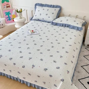 Стеганая простыня из 100% хлопковой саржи с тонкой кружевной отделкой3122 (10)