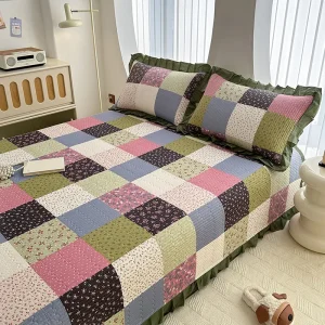 Стеганая простыня из 100% хлопковой саржи с тонкой кружевной отделкой3122 (11)