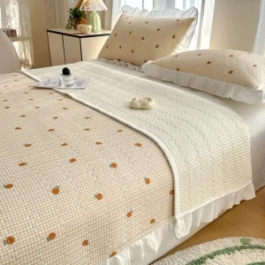 Стеганая простыня из 100% хлопковой саржи с тонкой кружевной отделкой3122 (12)