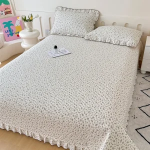 Стеганая простыня из 100% хлопковой саржи с тонкой кружевной отделкой3122 (14)