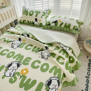 Стеганая простыня из 100% хлопковой саржи с тонкой кружевной отделкой3122 (17)