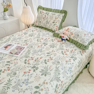 Стеганая простыня из 100% хлопковой саржи с тонкой кружевной отделкой3122 (19)