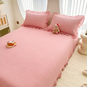 Стеганая простыня из 100% хлопковой саржи с тонкой кружевной отделкой3122 (20)