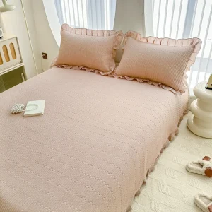 Стеганая простыня из 100% хлопковой саржи с тонкой кружевной отделкой3122 (21)