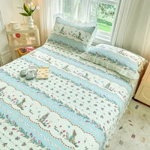 Стеганая простыня из 100% хлопковой саржи с тонкой кружевной отделкой3122 (22)