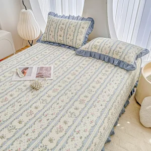 Стеганая простыня из 100% хлопковой саржи с тонкой кружевной отделкой3122 (23)