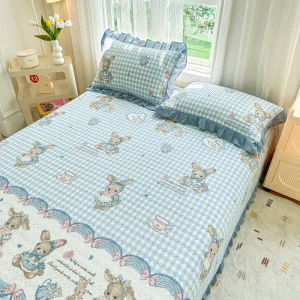 Стеганая простыня из 100% хлопковой саржи с тонкой кружевной отделкой3122 (24)