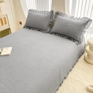 Стеганая простыня из 100% хлопковой саржи с тонкой кружевной отделкой3122 (25)