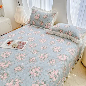 Стеганая простыня из 100% хлопковой саржи с тонкой кружевной отделкой3122 (3)