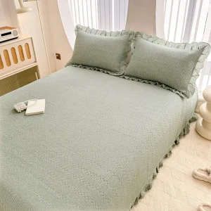 Стеганая простыня из 100% хлопковой саржи с тонкой кружевной отделкой3122 (4)