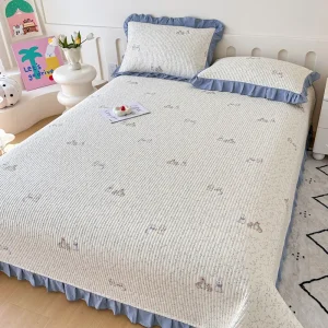 Стеганая простыня из 100% хлопковой саржи с тонкой кружевной отделкой3122 (7)