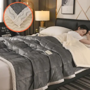 Трехслойное утолщенное стеганое одеяло из молочного флиса + двустороннее флисовое одеяло 2 (12)