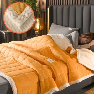 Трехслойное утолщенное стеганое одеяло из молочного флиса + двустороннее флисовое одеяло 2 (14)