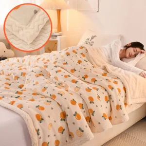 Трехслойное утолщенное стеганое одеяло из молочного флиса + двустороннее флисовое одеяло 2 (17)