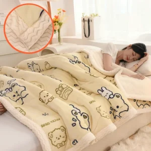 Трехслойное утолщенное стеганое одеяло из молочного флиса + двустороннее флисовое одеяло 2 (18)