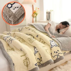 Трехслойное утолщенное стеганое одеяло из молочного флиса + двустороннее флисовое одеяло 2 (19)