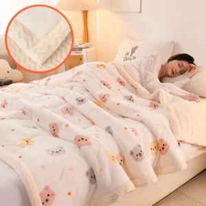 Трехслойное утолщенное стеганое одеяло из молочного флиса + двустороннее флисовое одеяло 2 (20)