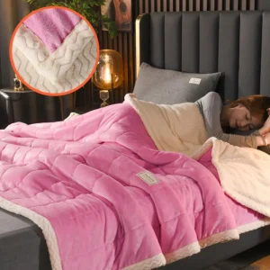 Трехслойное утолщенное стеганое одеяло из молочного флиса + двустороннее флисовое одеяло 2 (5)