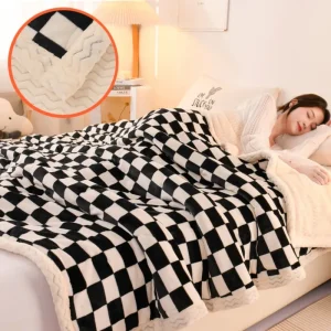 Трехслойное утолщенное стеганое одеяло из молочного флиса + двустороннее флисовое одеяло 2 (9)