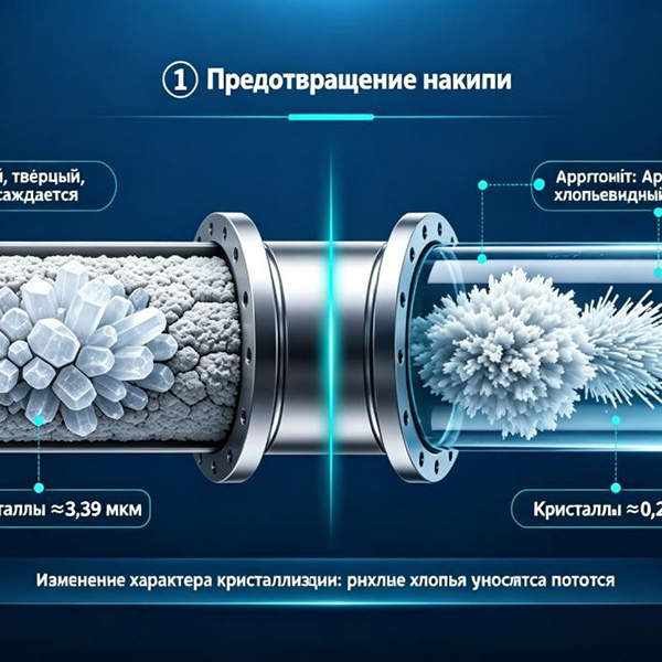 Предотвращает образование накипи (предотвращает образование новой накипи).