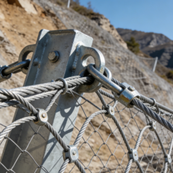 Сетка из стальных канатов для защиты откосов