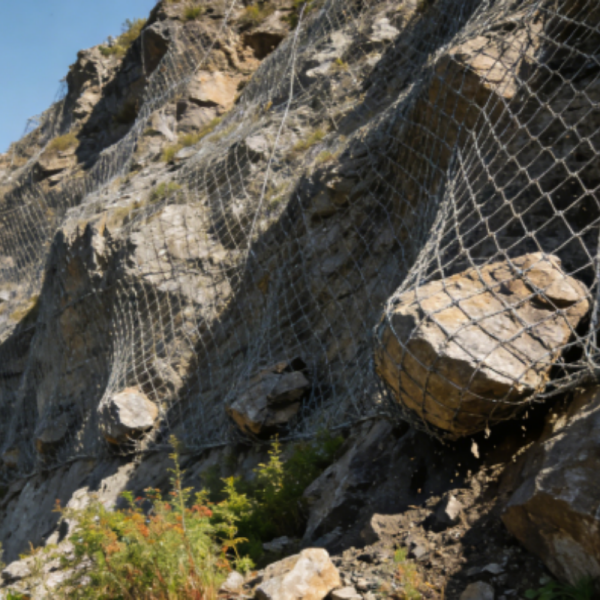 Сетка из стальных канатов для защиты откосов