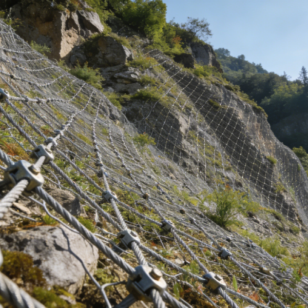 Сетка из стальных канатов для защиты откосов