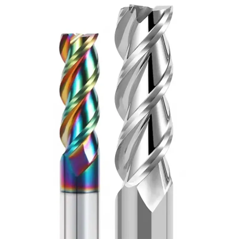 Концевая фреза с DLC-покрытием для алюминия, 35° угол наклона винтовой канавки, радужное покрытие, поддержка OEM/ODM