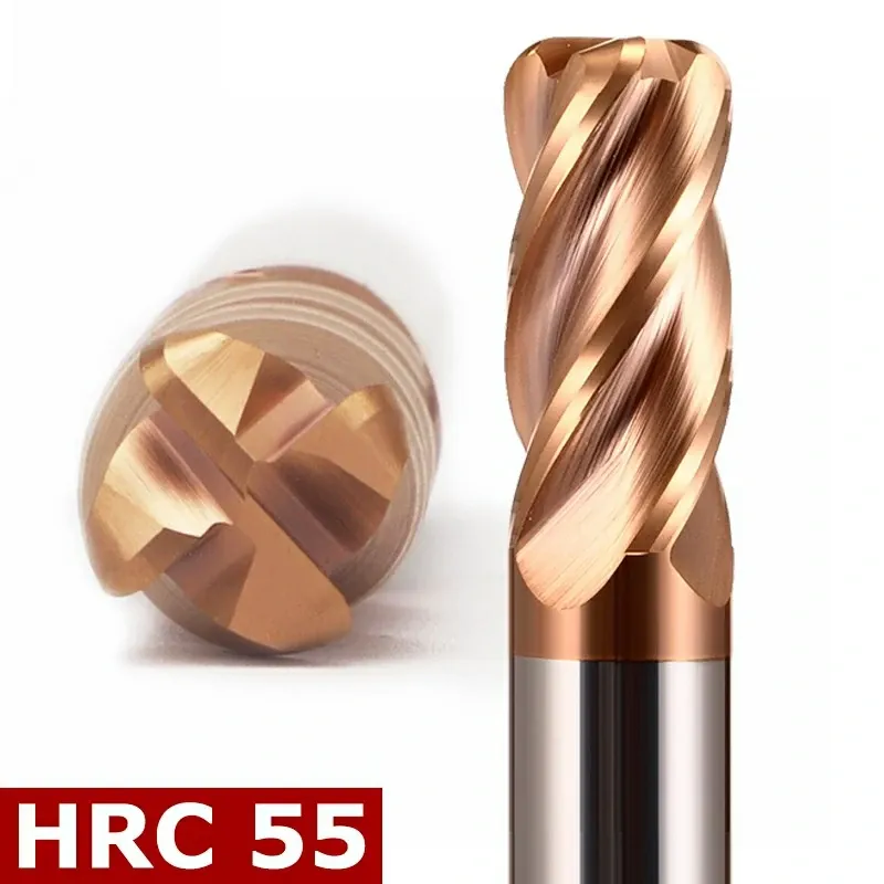 Цельная твердосплавная концевая фреза HRC55 4F с круглым носком для резки стали